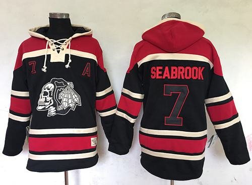 Men's Chicago Blackhawks #7 Brent Seabrook Black Sawyer Hooded Sweatshirt Stitched Jersey
