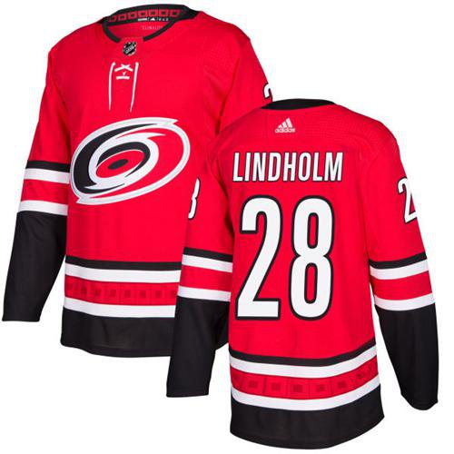 Men's Carolina Hurricanes #28 Elias Lindholm Red Stitched Hockey Jersey