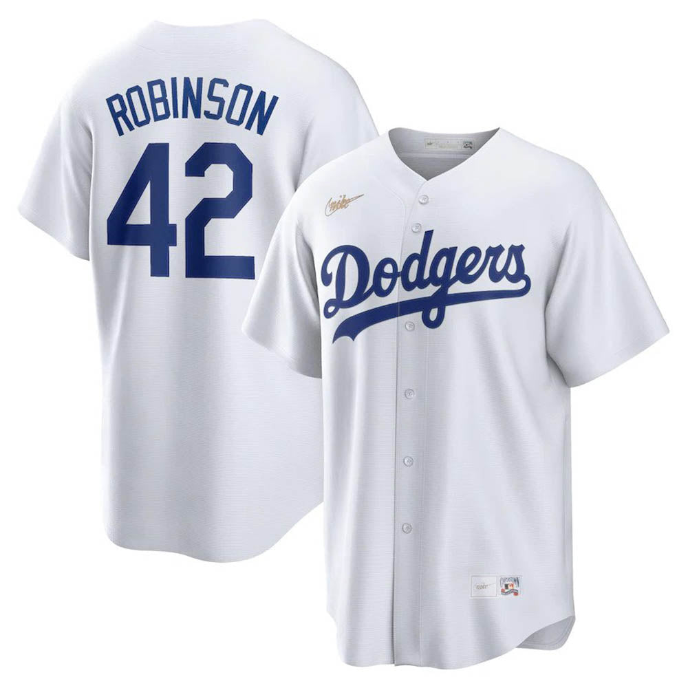 Men's Brooklyn Dodgers Jackie Robinson Home Cooperstown Collection Player Jersey - White