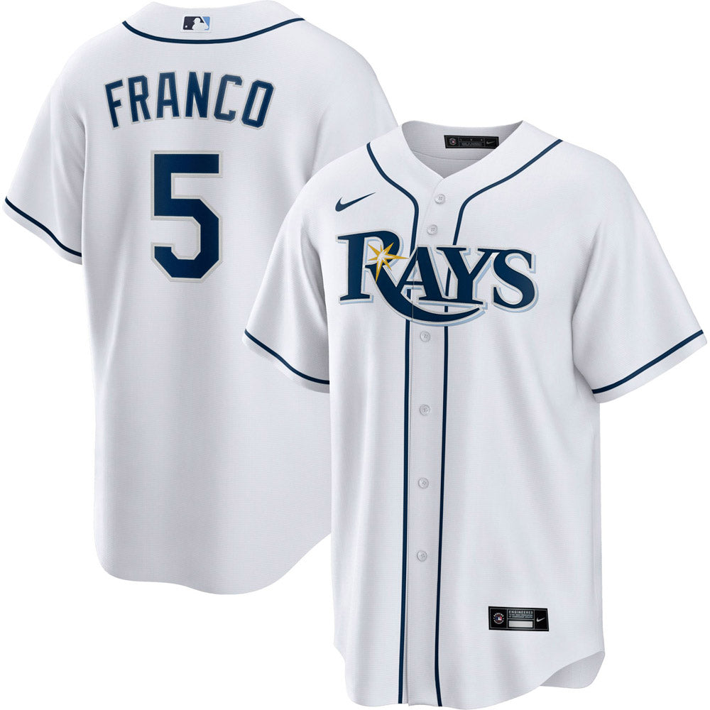 Men's Tampa Bay Rays Wander Franco Cool Base Replica Home Jersey - White