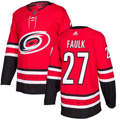 Men's Carolina Hurricanes #27 Justin Faulk Red Stitched Hockey Jersey