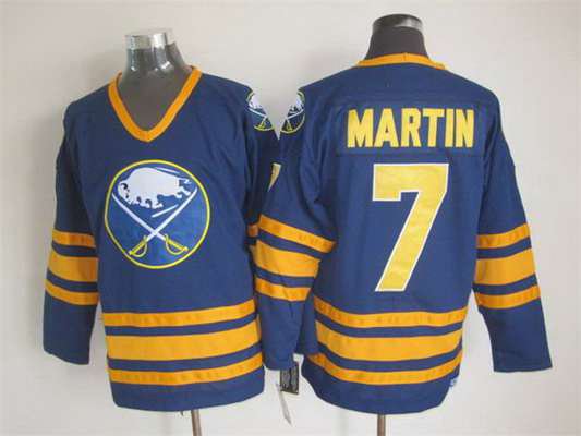 Men's Buffalo Sabres #7 Rick Martin 1983-84 Navy Blue CCM Vintage Throwback Jersey