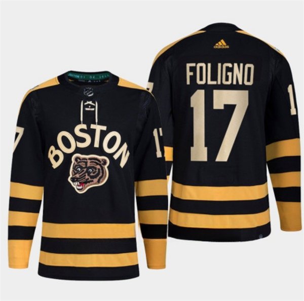 Men's Boston Bruins #17 Nick Foligno Black Classic Primegreen Stitched Hockey Jersey