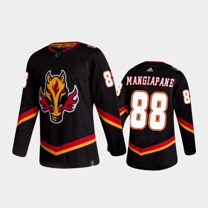 Calgary Flames #88 Andrew Mangiapane Black Reverse Retro Authentic Jersey